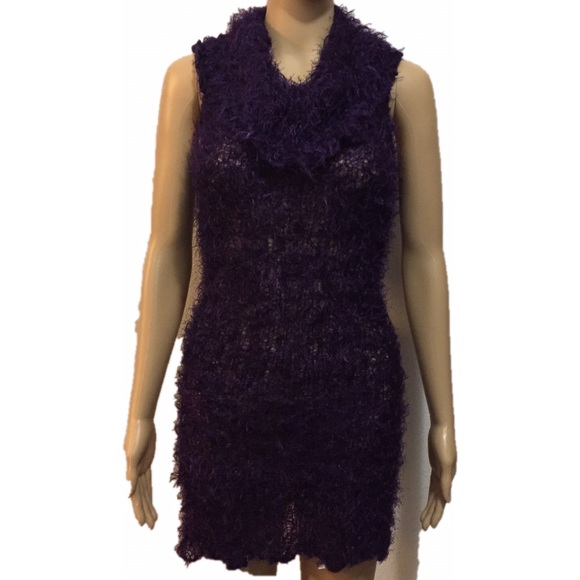 Fluffy Knit Scarf Convertible To Sleeveless Dress - Picture 4 of 8